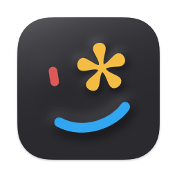 Citato’s icon: a red, yellow, and blue smiley face, with a winking asterisk eye, on a black background.